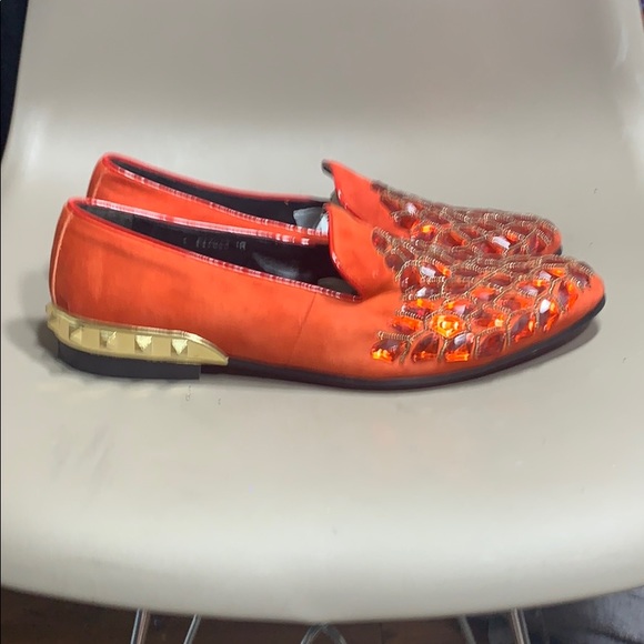 Fiesso red suede / ruby gold stoned slip on -10 - Picture 3 of 10